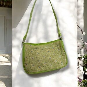 Floral Fairycore Green Shoulder Bag canvas
